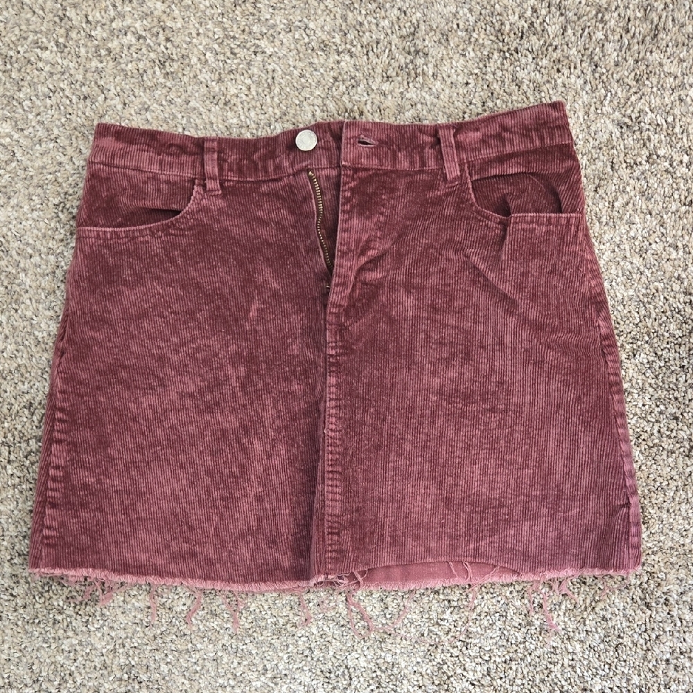 Vestique Pink Ribbed Mini Skirt Casual